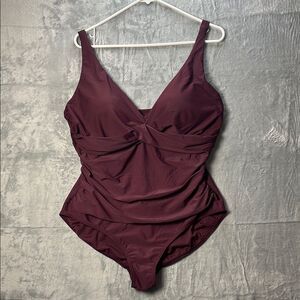 Emerald Bay Maroon One Piece Swim Suit Size 16